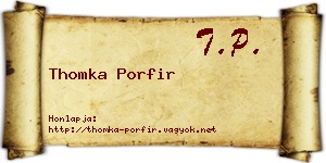 Thomka Porfir névjegykártya